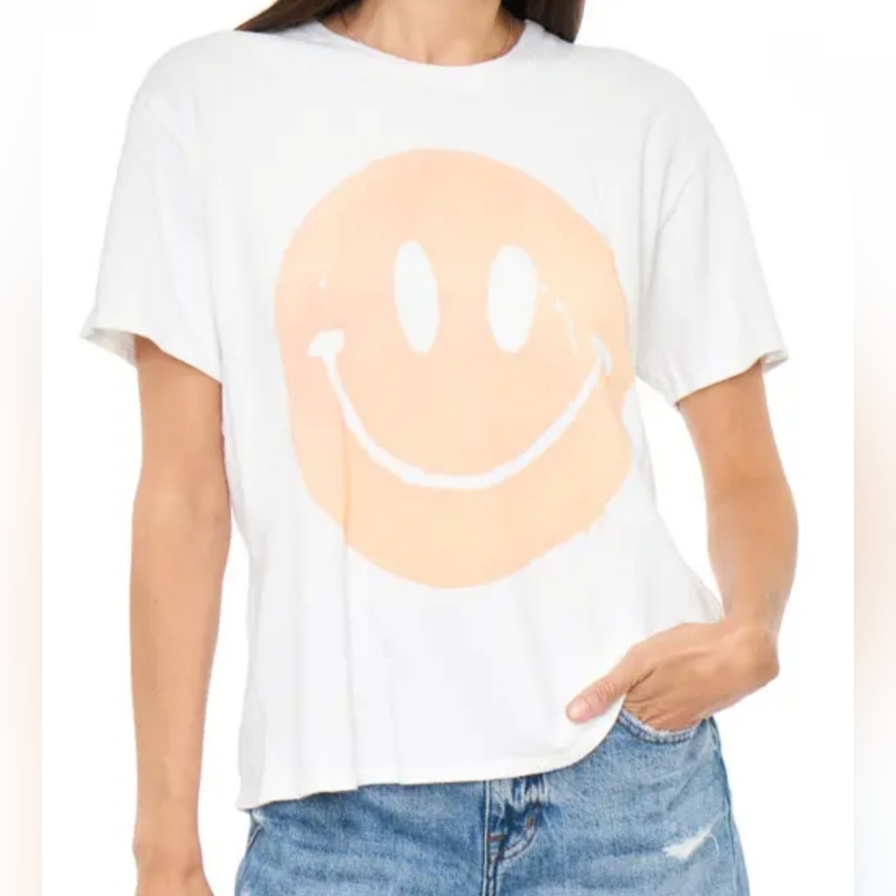 Pistola NWT Palmer Smiley Face Boxy Organic Cotton & Hemp Graphic Tee - Size S